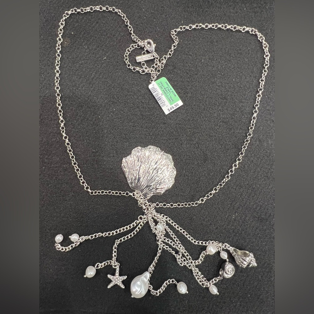 INC International Concepts Silver Ocean Charm Necklace